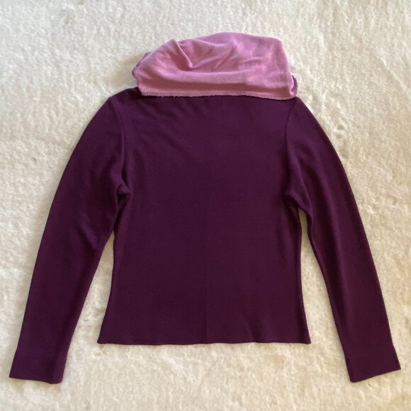 2/$18🌴 GAP Solid Purple Sweater with Pink Cowl Neck size M Wool Blend - Picture 6 of 8